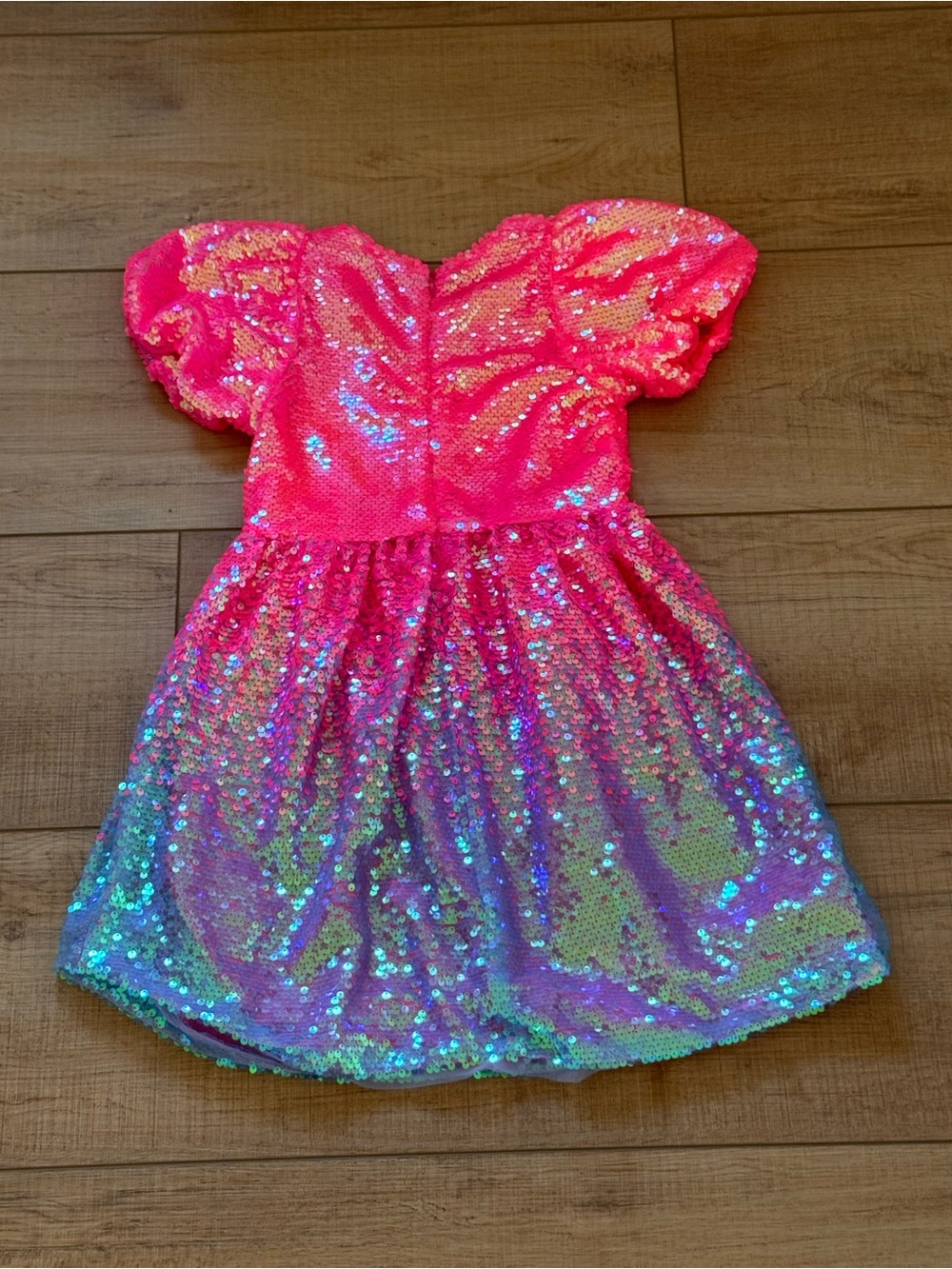 Lola + The Boys Pink Ombre Sequin Dress Short Sleeve Party Sparkle Size Girls 8 - Picture 10 of 11